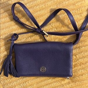 Tory Burch Robinson foldable mini Crossbody Bag- color: purple iris